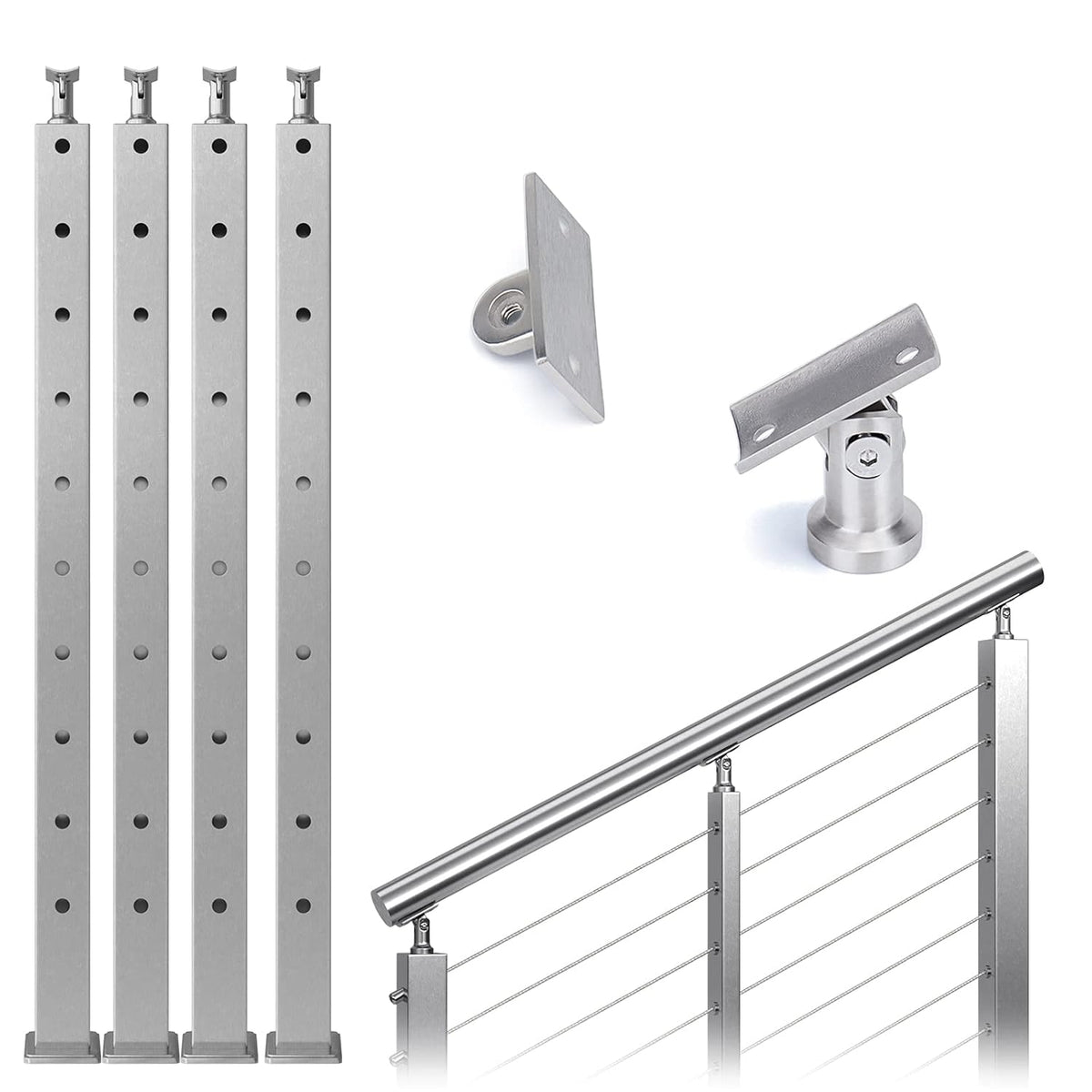 4 Pack Stainless Steel Cable Railing Post F5119