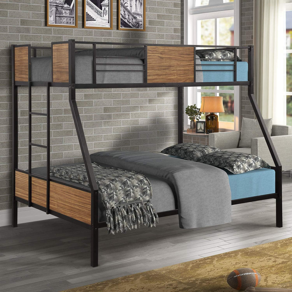Twin Bunk Stairway Storage Solid Wood Bedframe with Guardrail Gray I911436