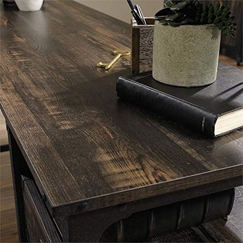 L Shape Corner Desk in Rustic Carbon Oak and Black S6267