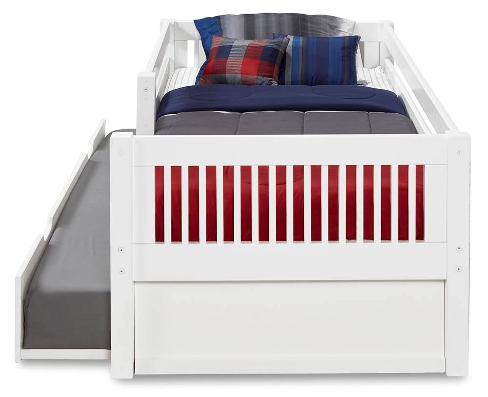 Day Bed with Front Guard Rail & Twin Trundle White Finish A511874