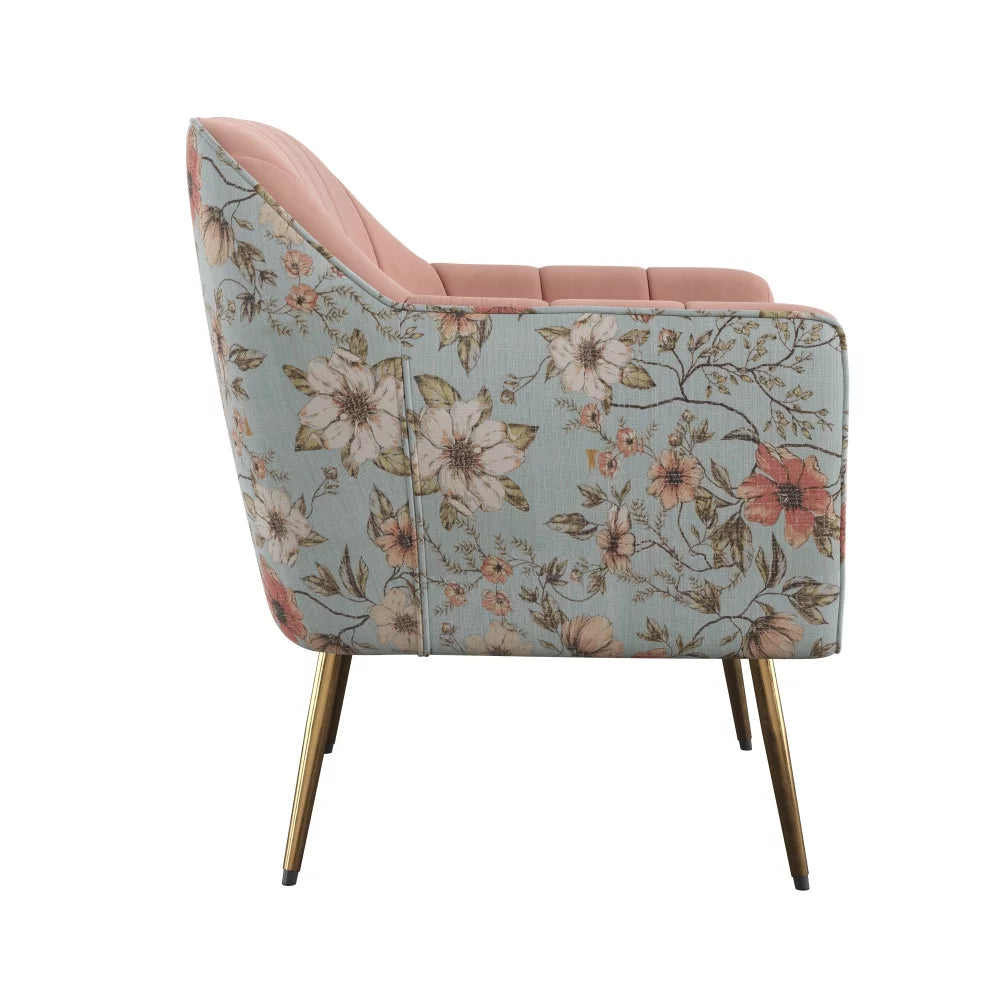 Rose Red Floral Print Accent Chair D381