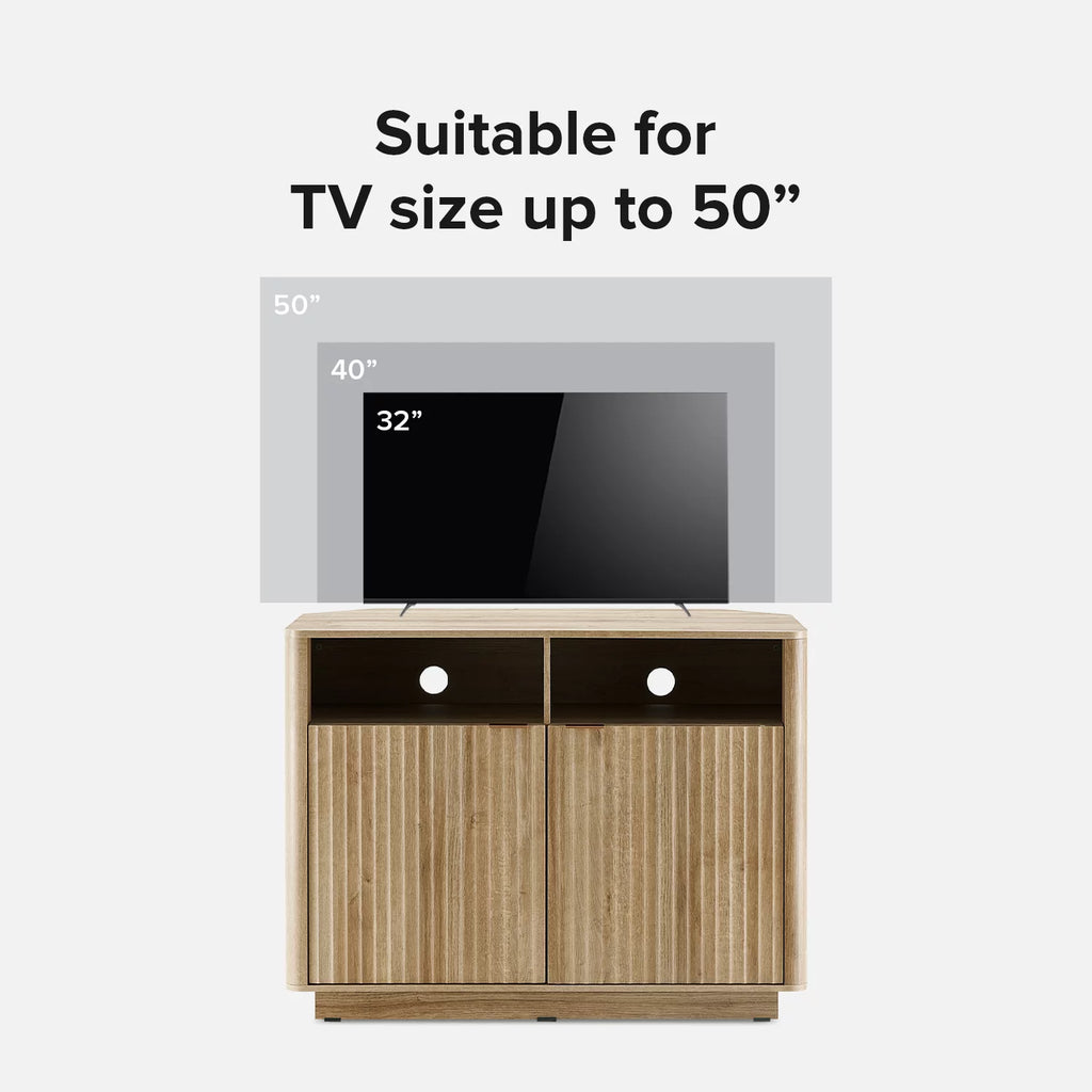Oak Mid-Century Modern Corner TV Stand N953970