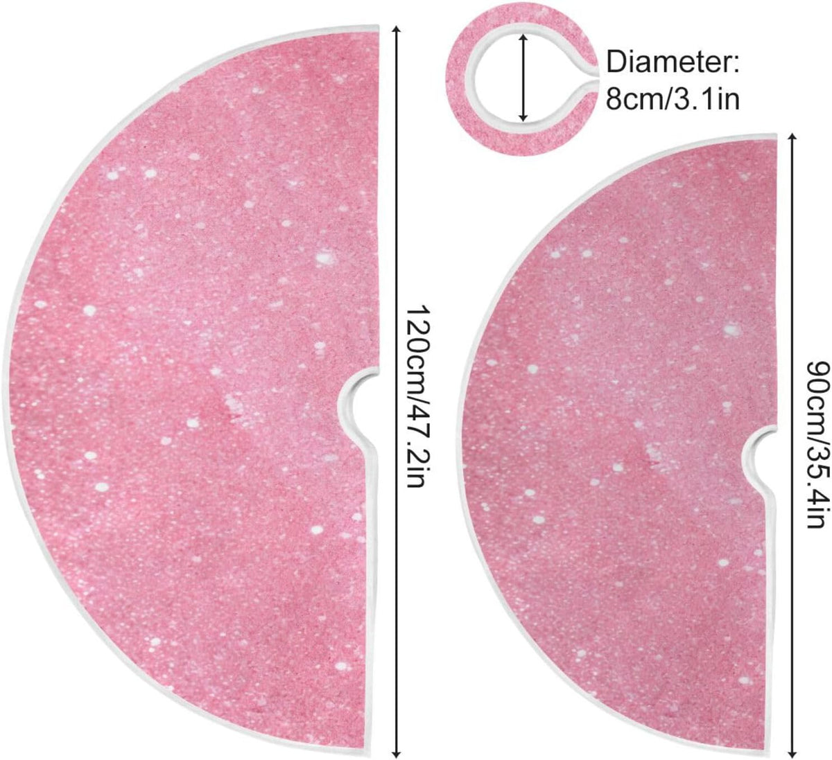 Glitter Blush Pink 47.2" Suede Christmas Tree Skirt C47007