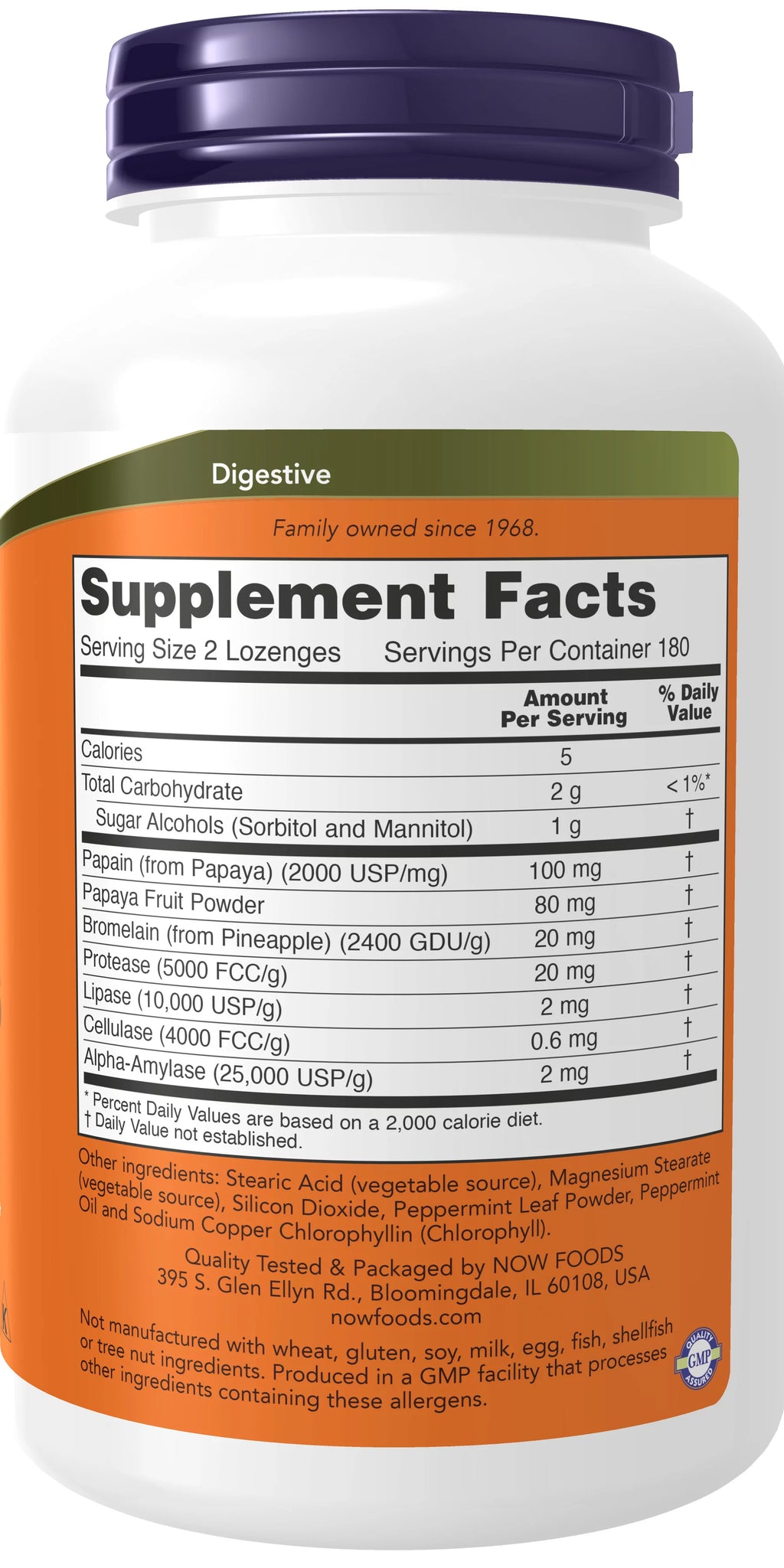 Papaya Enzyme with Mint and Chlorophyll 360 Chewable Lozenges E28789