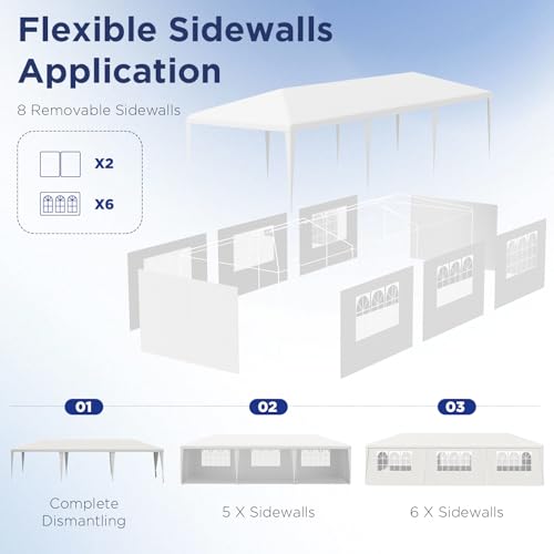 10x30 Ft Waterproof Heavy Duty Canopy with 6 Sidewalls & 2 Zippered Doors, White V737218