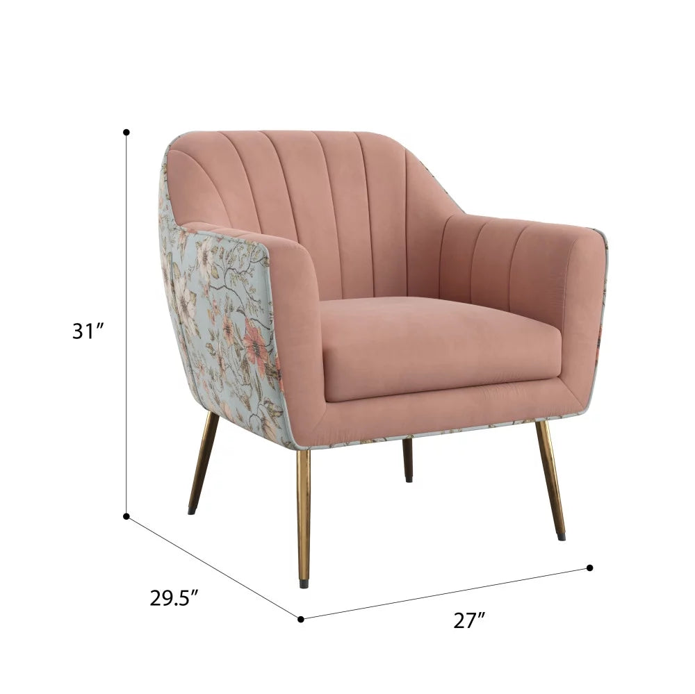 Rose Red Floral Print Accent Chair D381