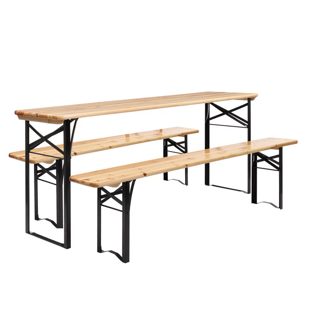 5.8FT Wood Table and Bench Set O916