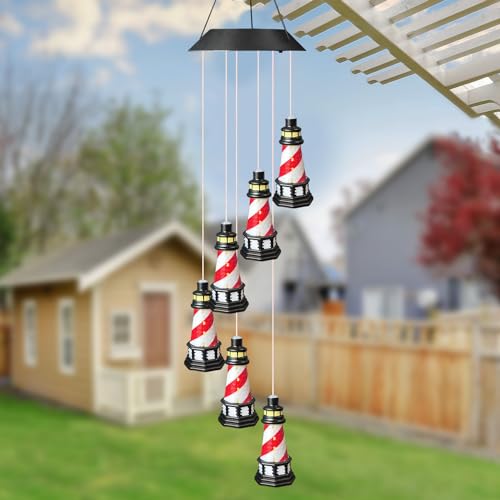Blue Solar Lighthouse Wind Chimes T70644