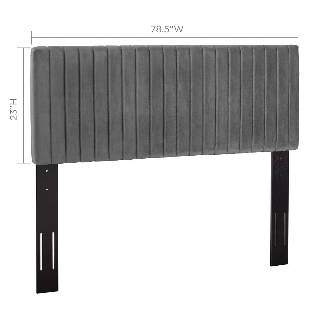 King California King Gray Velvet Headboard H1380