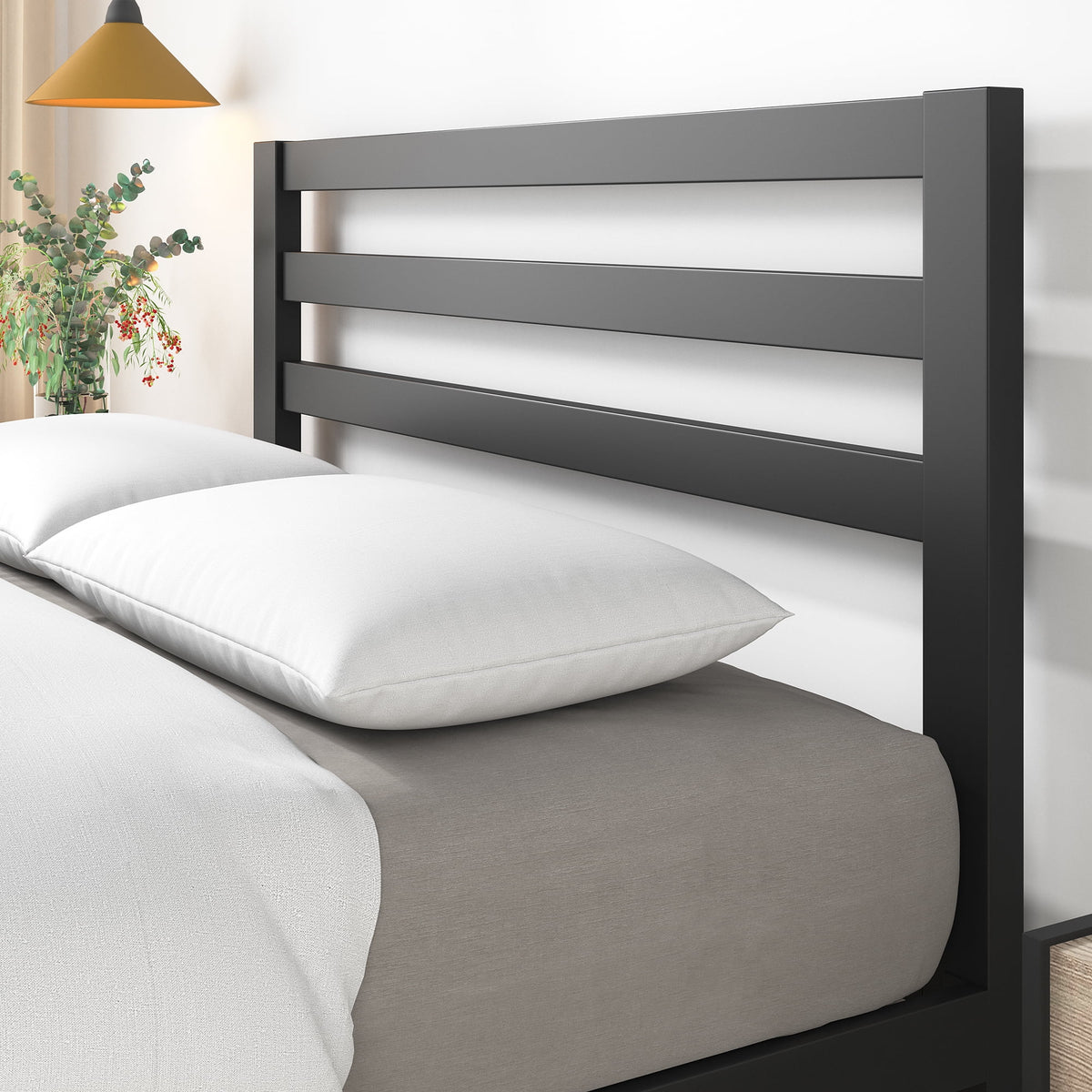 36" Metal Platform Bed with Headboard, Twin X24093