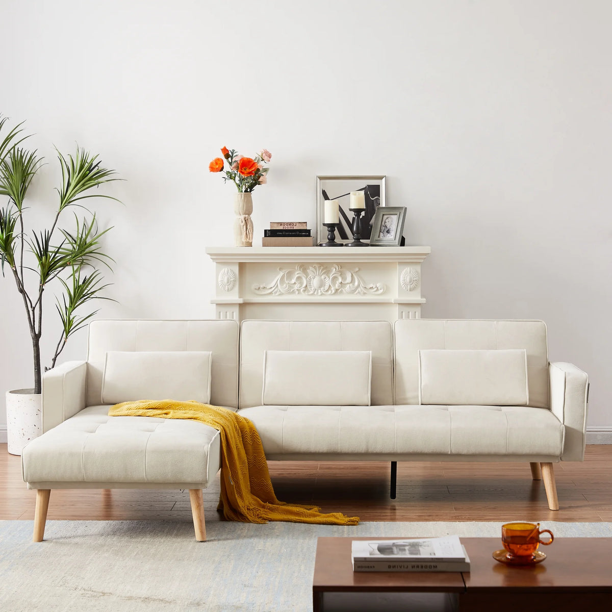 Left Facing L-shaped Convertible Sectional Sofa N603