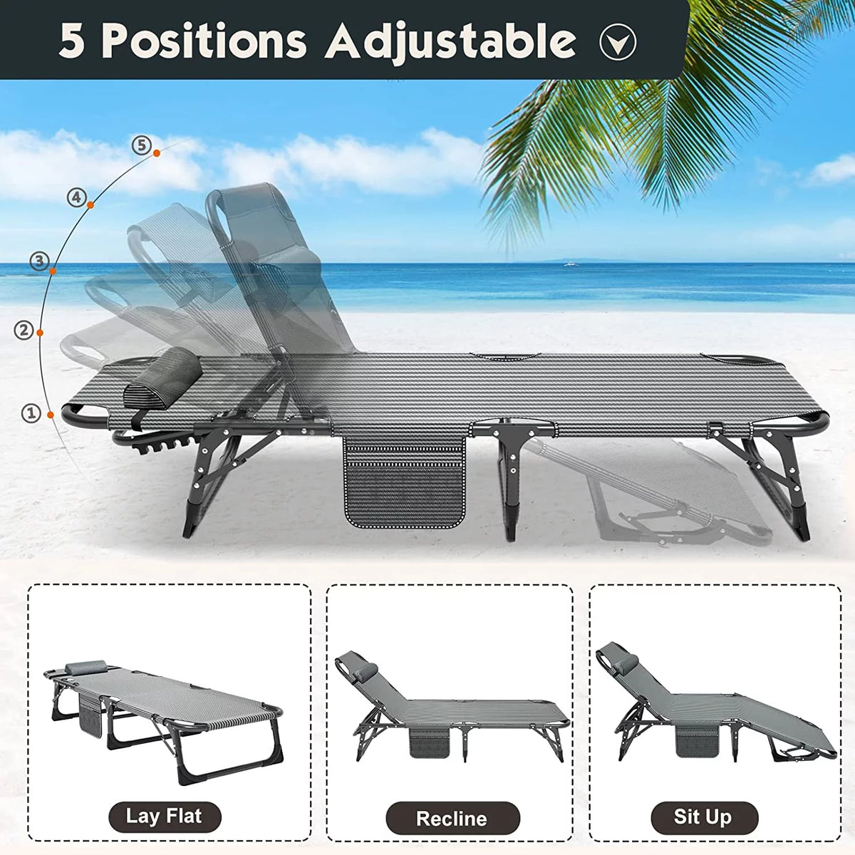 Folding Camping Cot with Cushion & Pillow W1348