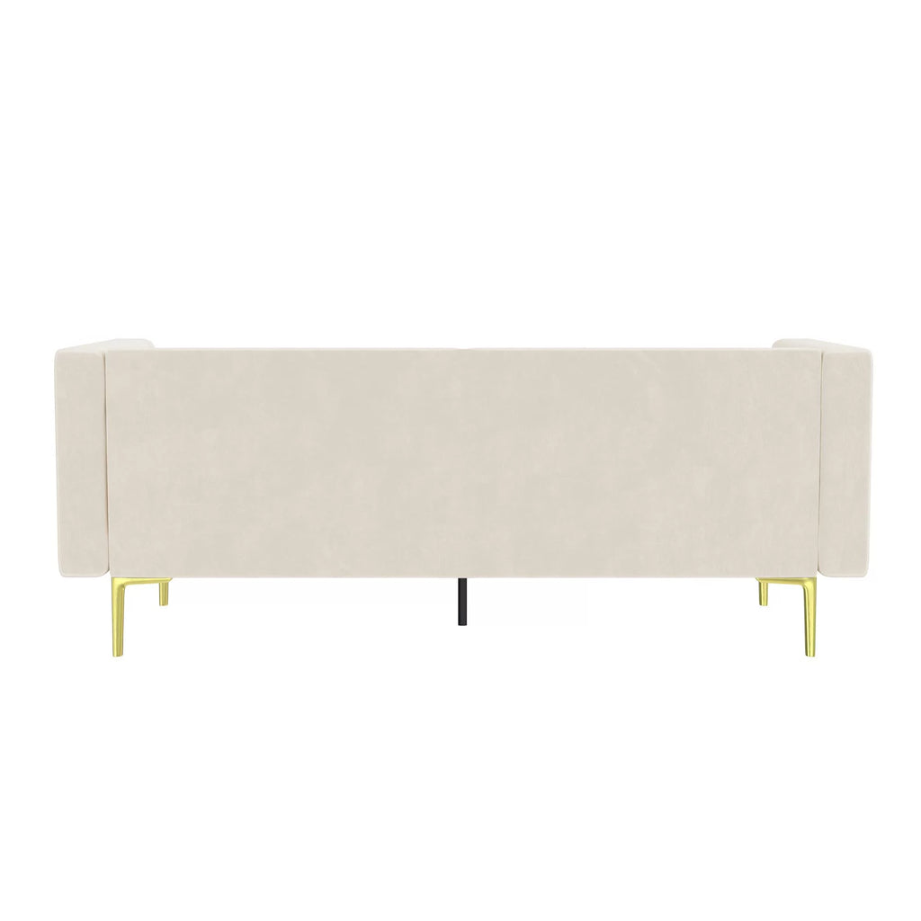 Ivory Velvet Sofa with Gold Finish Metal Legs O343805