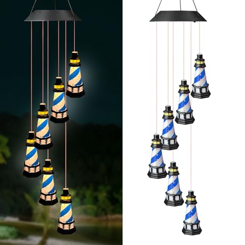 Blue Solar Lighthouse Wind Chimes T70644