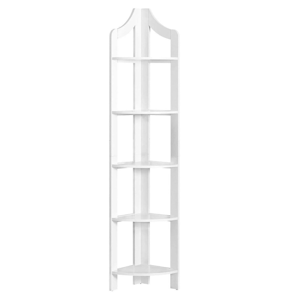 5 Tier White Wood Corner Bookshelf O542704