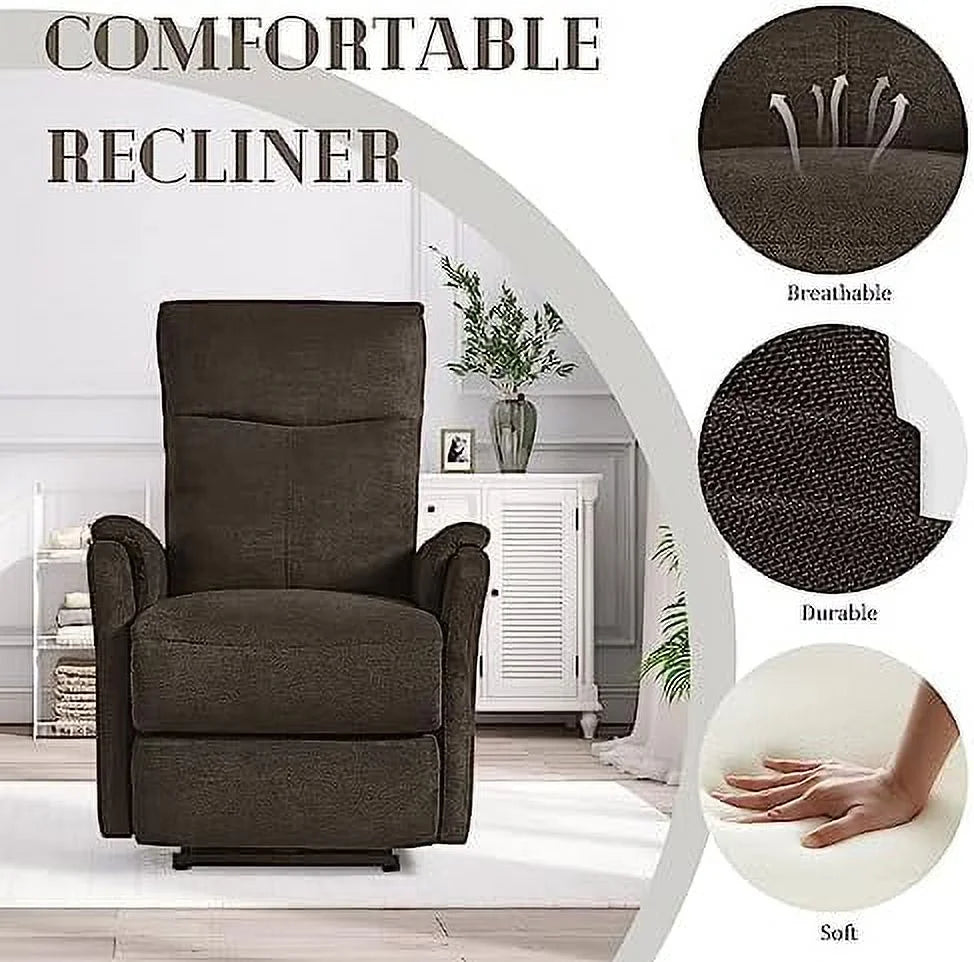 Dark Brown Fabric Power Recliner Chair with USB Port H921882