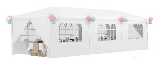 10x30 Ft Waterproof Heavy Duty Canopy with 6 Sidewalls & 2 Zippered Doors, White V737218