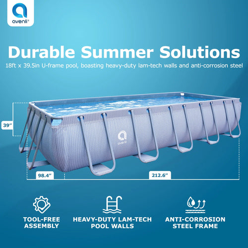 18 Foot x 39.5 Inch Rectangle Above Ground Swimming Pool V25849