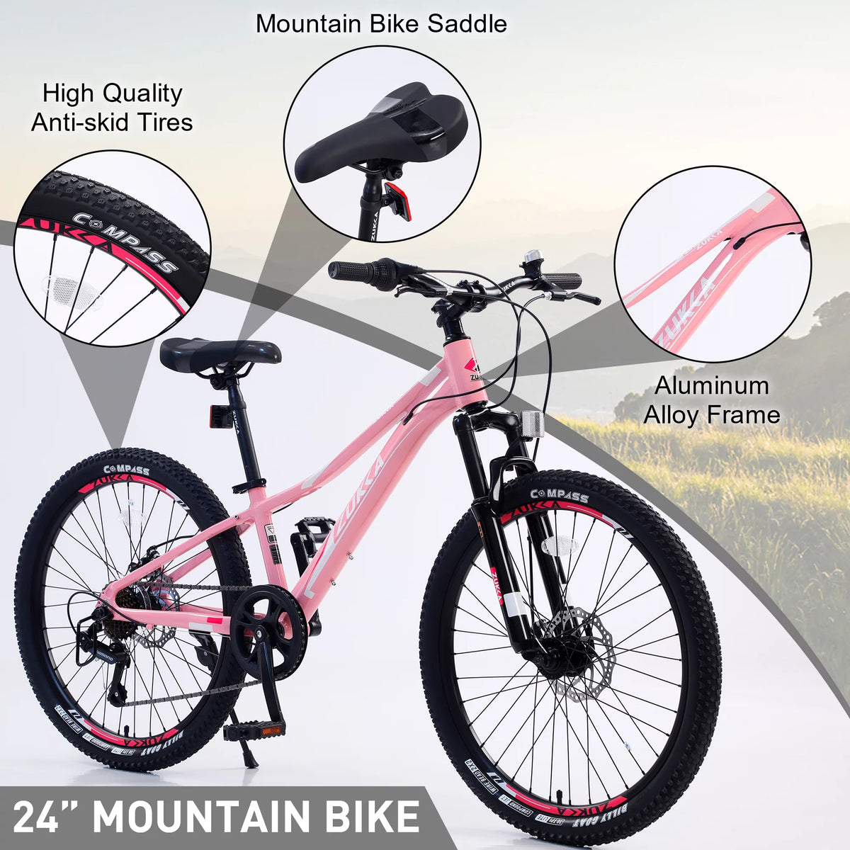 24 Inch 7 Speeds Aluminium Alloy Kids Mountain Bike D623