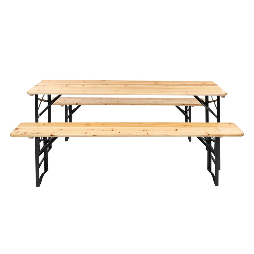 5.8FT Wood Table and Bench Set O916