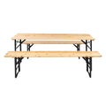 5.8FT Wood Table and Bench Set O916