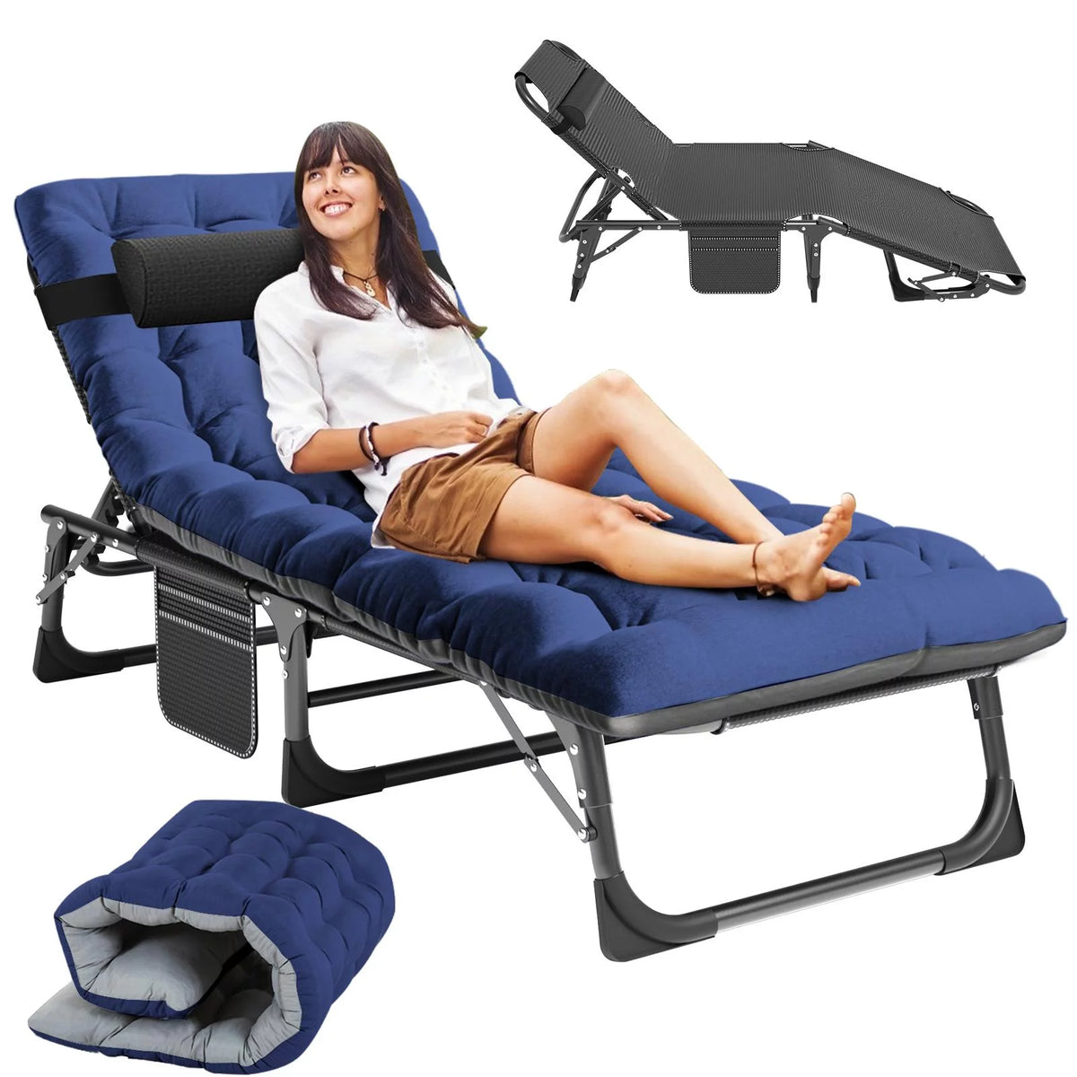 Portable Folding Lounge Chair with Pillow Q71120