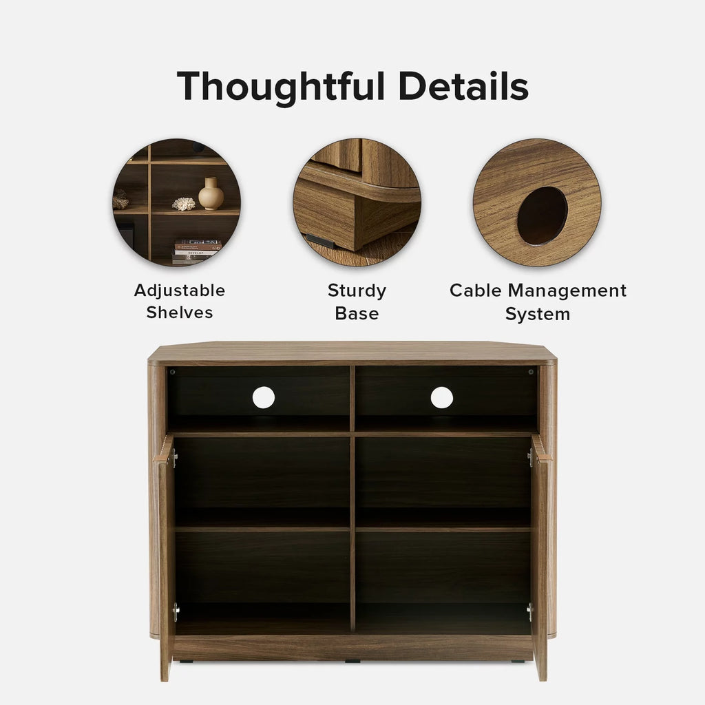 Oak Mid-Century Modern Corner TV Stand N953970