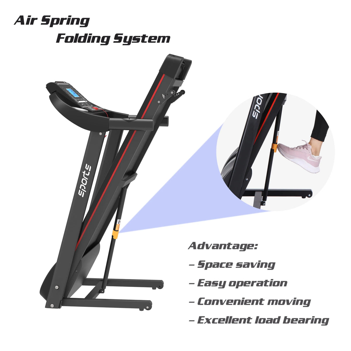 Foldable Treadmill with Incline 250 LBS Capacity V4379