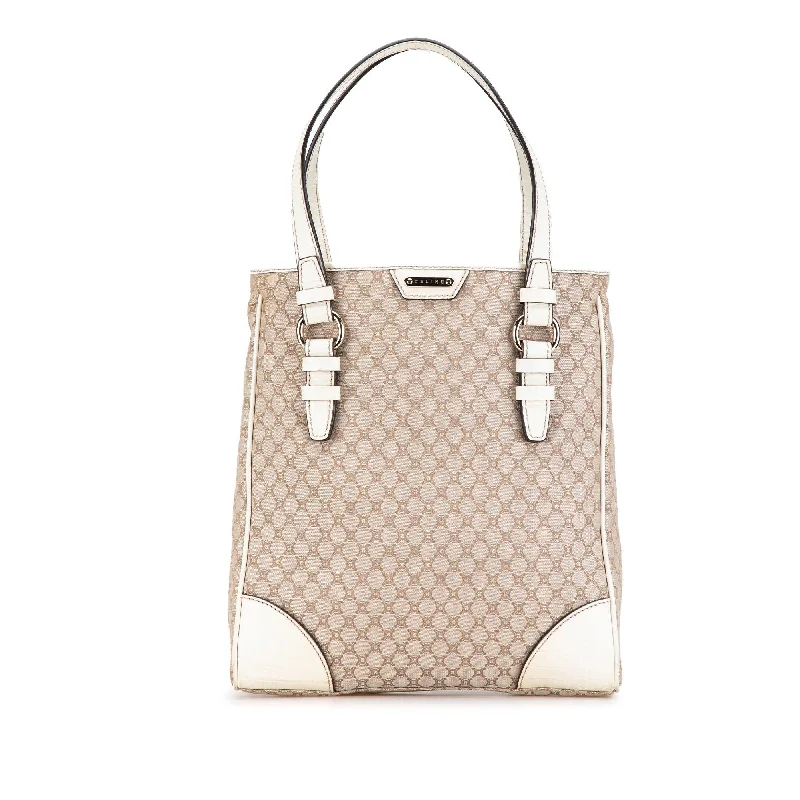 Celine Embossed Leather-Trimmed Macadam Canvas Tote (SHG-PZOlj3)