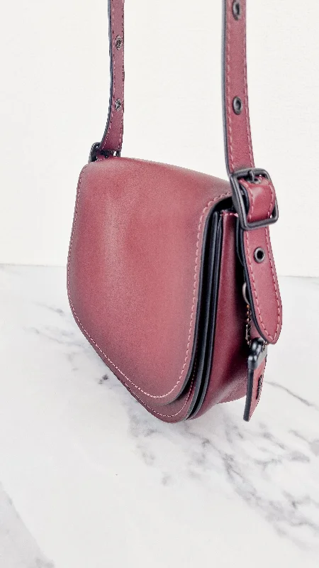 Coach 1941 Saddle 23 Bag in Burgundy Smooth Leather - Crossbody Shoulder Bag Red - Coach 55036