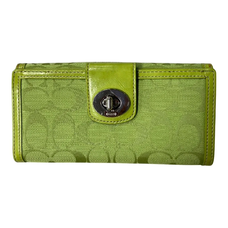 Wallet Designer By Coach In Green, Size:Medium