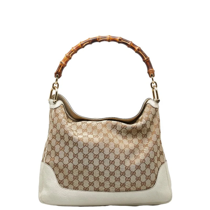 Gucci GG canvas bamboo handbag shelf bag 2WAY 282315 beige white canvas leather ladies Gucci