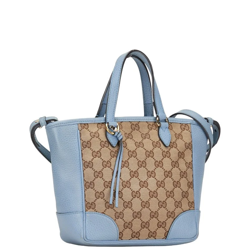 Gucci GG canvas handbag shoulder bag 2WAY 449241 beige light blue canvas leather ladies Gucci