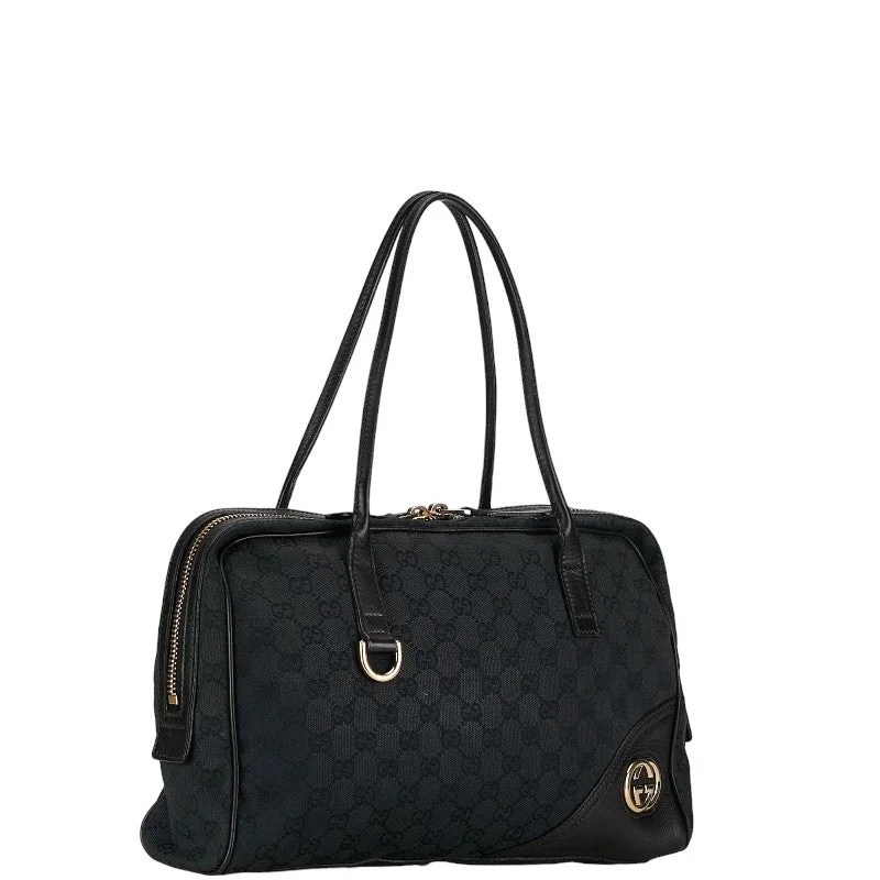 Gucci GG Canvas Interlocking G Handbag 169971 Black Canvas Leather  Gucci