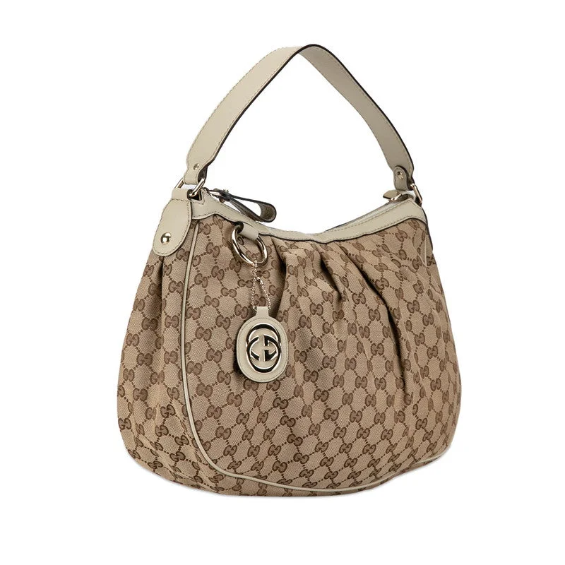 Gucci GG Canvas Suki One-Shoulder Handbag 232955 Beige White Canvas Leather  Gucci