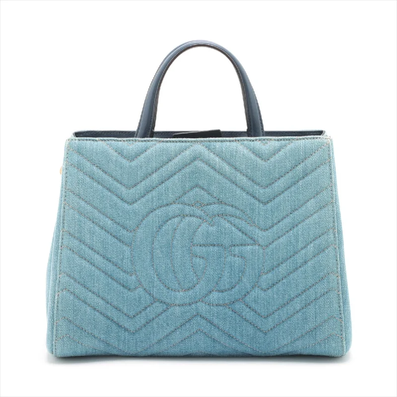 Gucci GG Marmont Denim 2WAY Handbag Blue 448054