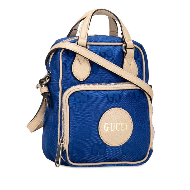 Gucci GG Nylon Off-Grid Handbag Shoulder Bag 2WAY 625850 Blue Beige Nylon Leather  Gucci