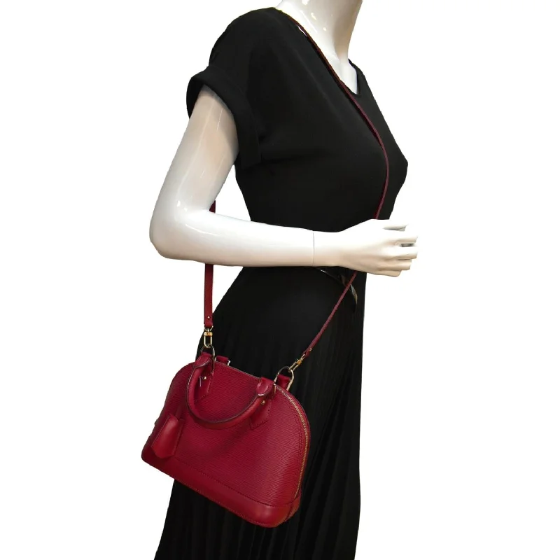 LOUIS VUITTON Alma BB Epi Leather Satchel Crossbody Bag Red