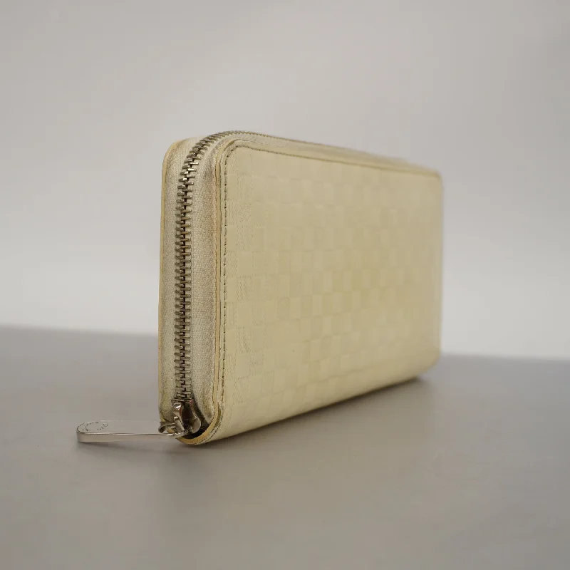 Louis VuittonAuth  Damier Facet Zippy Wallet Creme M94400 Women's Long Wallet